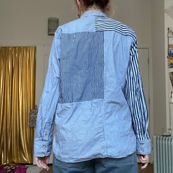 C Wonder Striped Navy Patchwork Blouse - Picture 4 of 4